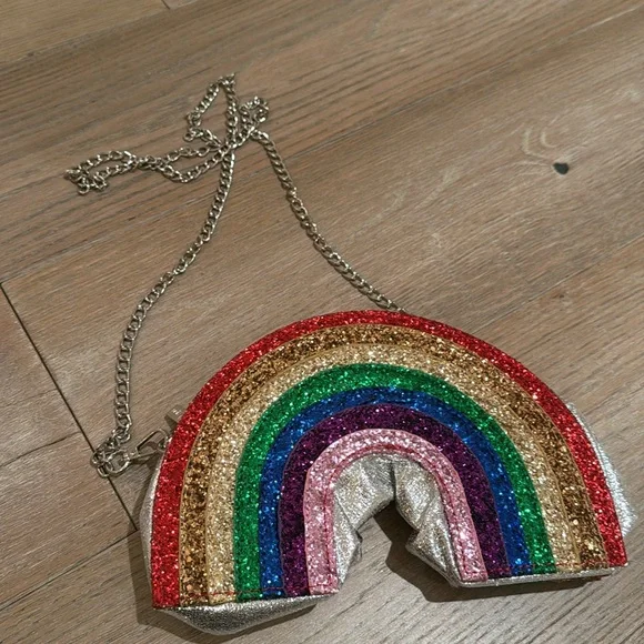 Bari Lynn accessories rainbow shoulder bag with sparkly design - Picture 4 of 4